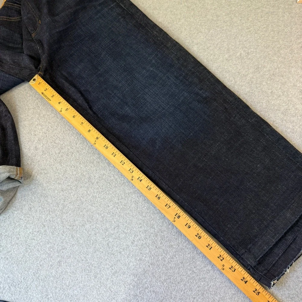 Eileen Fisher Size 8‎ Dark Wash Crop Jeans Denim Rolled Hem Straight High Rise